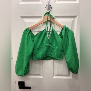 SHEIN Green Ruched Crop Top